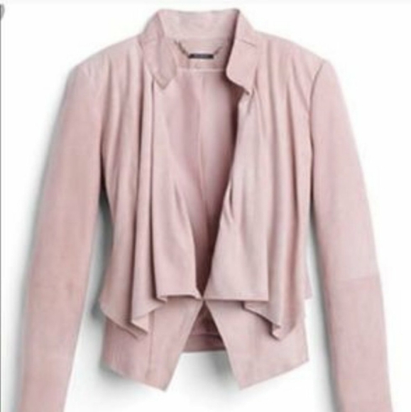 WHITE HOUSE BLACK MARKET Blush Pink Suede Waterfall Jacket - Picture 1 of 13
